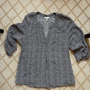 JOIE SILK BLACK GEOMETRIC BLOUSE